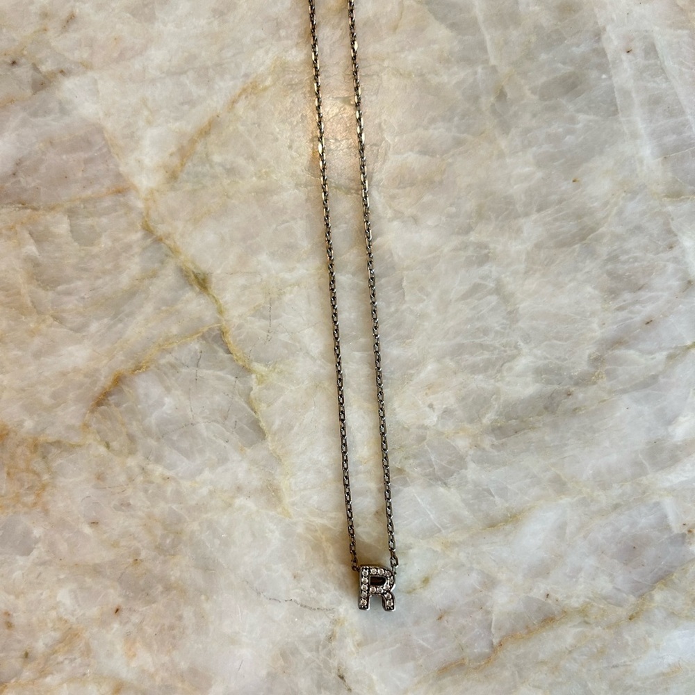 Elegant Silver R Initial Necklace